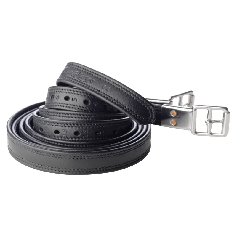 Kent And Masters Leather Covered Stirrup Leathers Black
